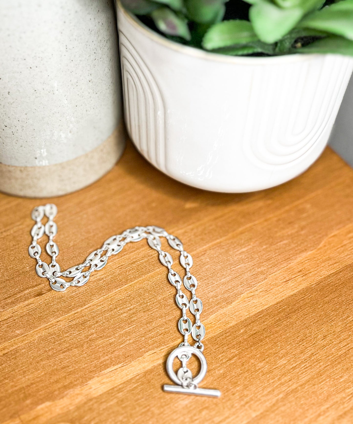 Anchor Chain Toggle Necklace