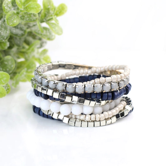 Boho Blues Bracelet - beaded stacking bracelets