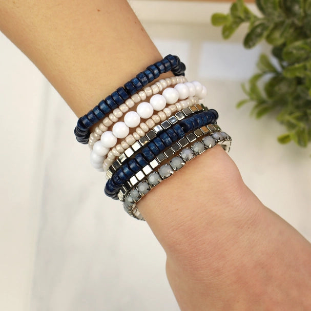 Boho Blues bracelet - beaded stacking bracelets