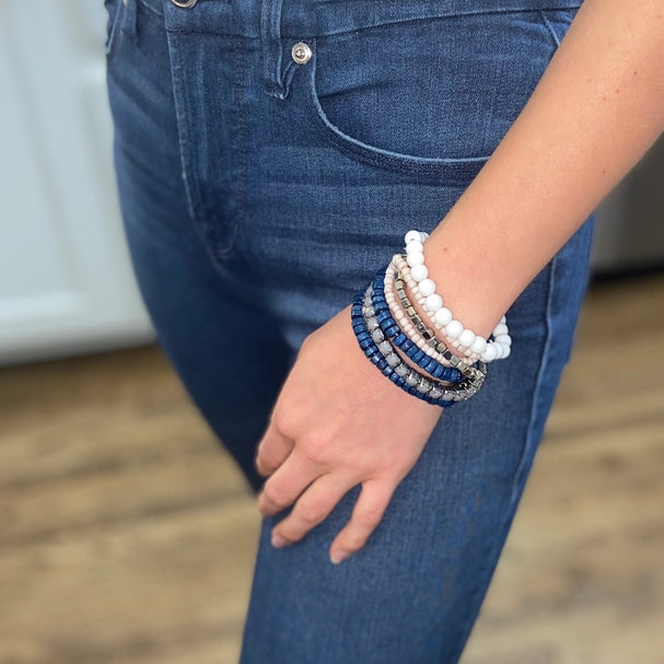 Boho Blues Bracelet - beaded stacking bracelets