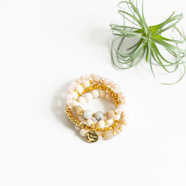 Blushing Kaitlyn Bracelet - 4 beaded bracelets