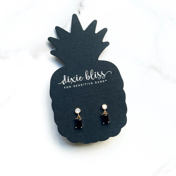 Black Onyx Earrings with cubic zirconium