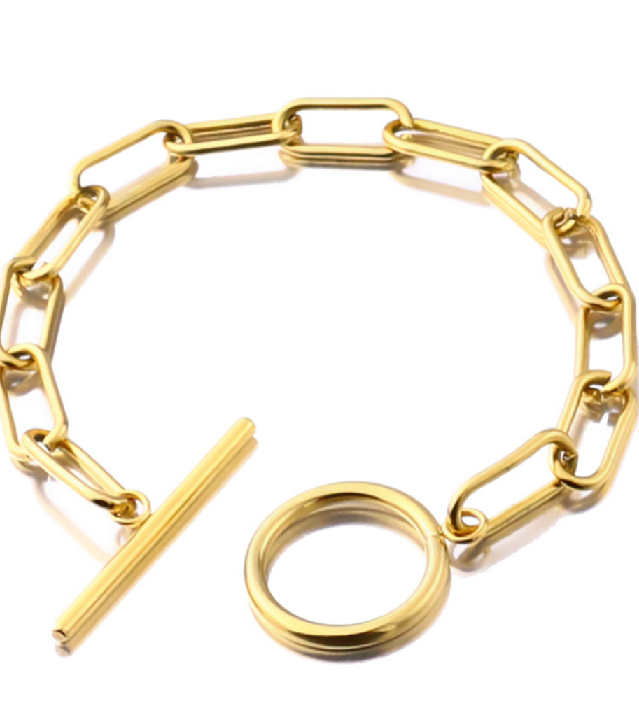 Paperclip Circle & Bar Clasp Bracelet