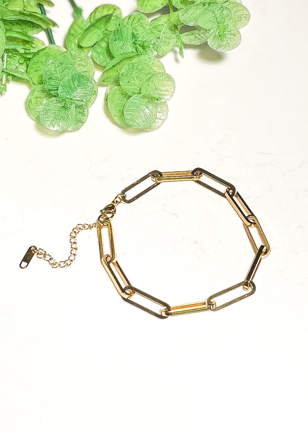 Gold-Plated Paper Clip Chain Bracelet